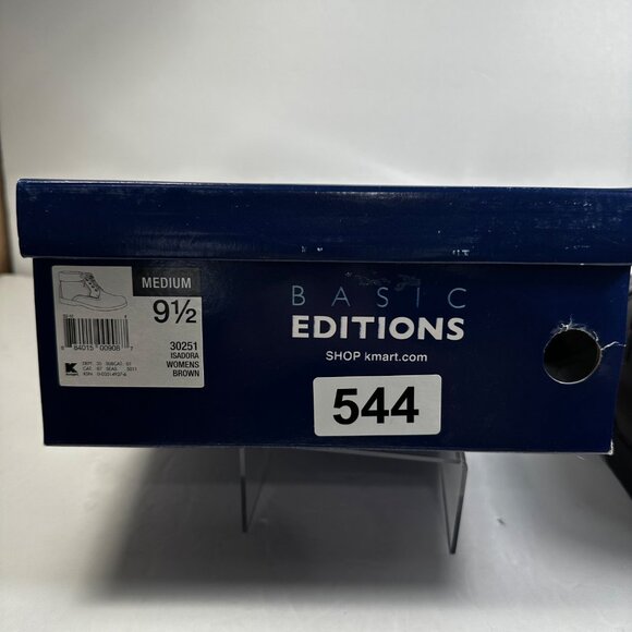 Basic Editions Womens Brown Ankle Boots Size 9.5 Knit Cuff Lace-Up Closure - Picture 8 of 8